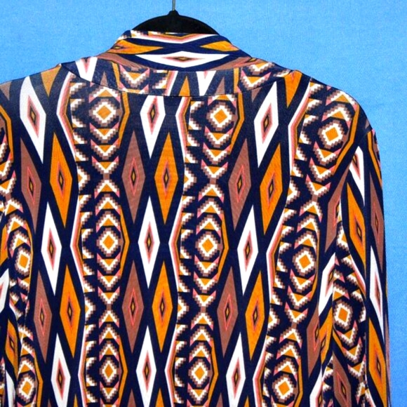 KOKOON Geometric Print V-Neck Blouse S - Picture 3 of 6